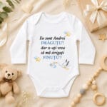 body bebe personalizat cu nume și mesaj — cerere nași de botez