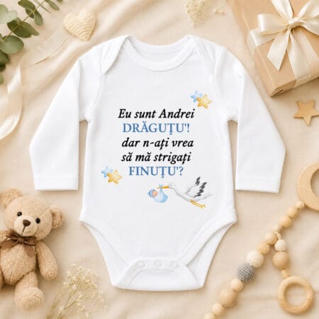 body bebe personalizat cu nume și mesaj — cerere nași de botez