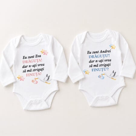 body bebe personalizat cu nume și mesaj — cerere nași de botez