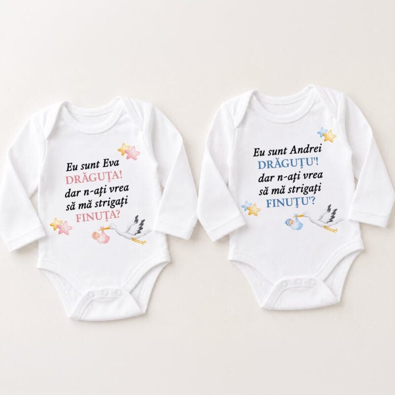 body bebe personalizat cu nume și mesaj — cerere nași de botez