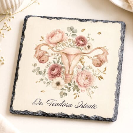 placă ardezie pătrată personalizată cu nume — medic ginecolog