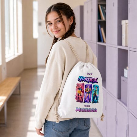 rucsac personalizat cu nume — huntrix pentru fete