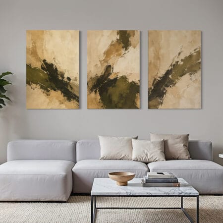 set 3 tablouri canvas decorative abstracte — living modern