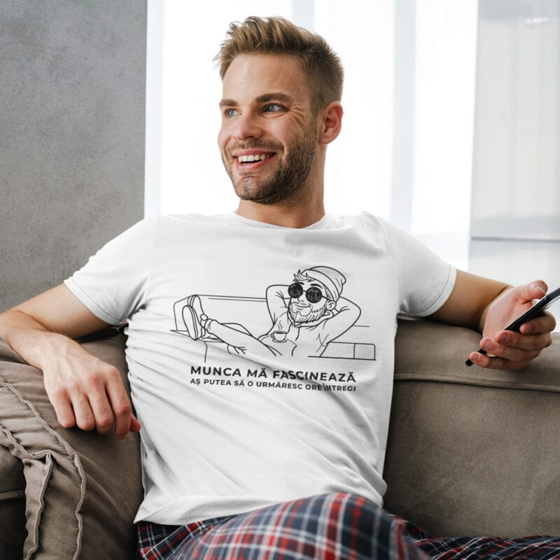 tricou personalizat cu mesaj amuzant — munca mă fascinează