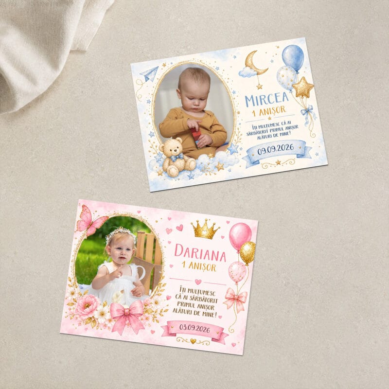 set 2 magneți personalizați cu poză și nume — aniversare 1 an